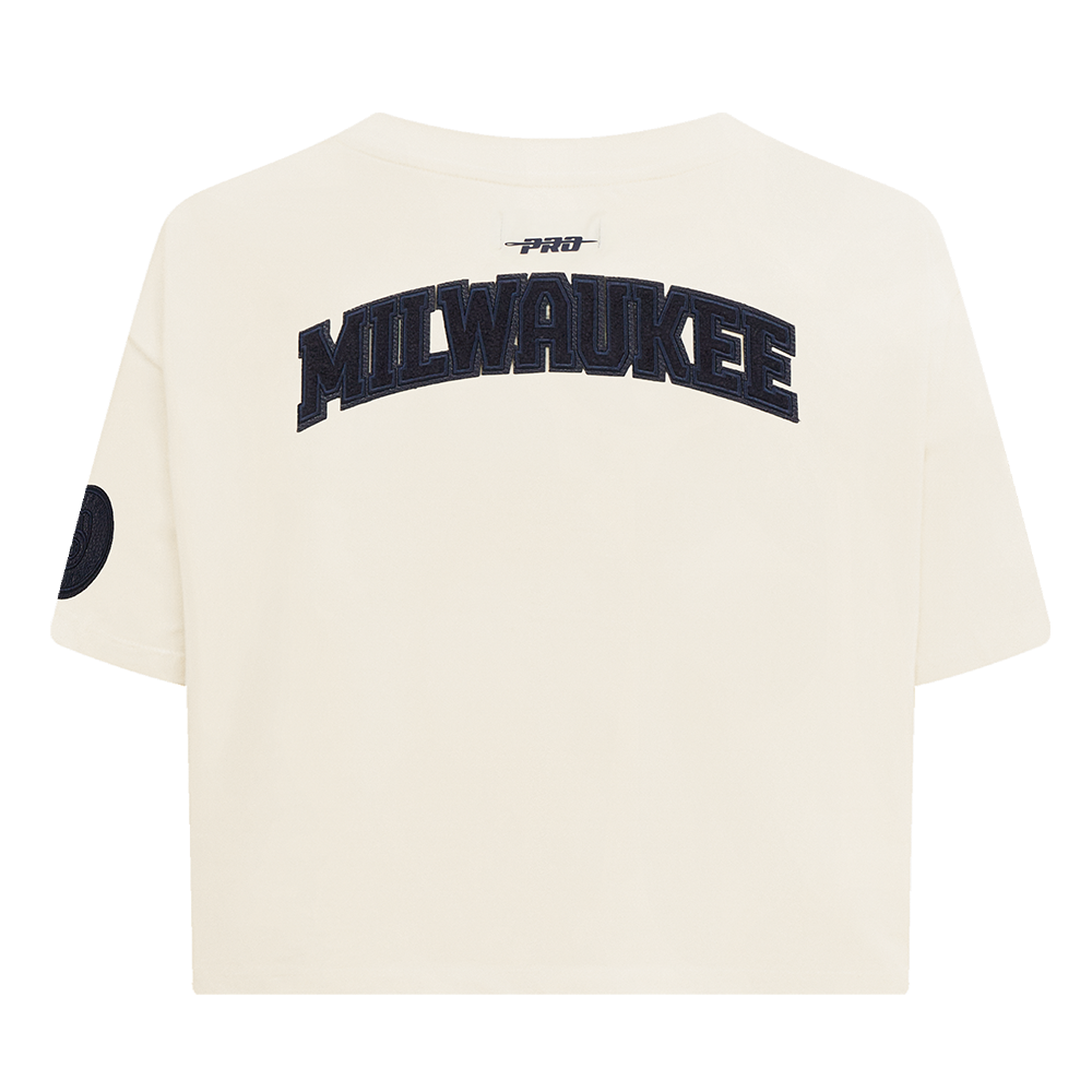 MLB MILWAUKEE BREWERS TRIPLE TONAL SINGLE JERSEY BOXY WOMEN'S TEE (EGGSHELL)