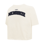 MLB MILWAUKEE BREWERS TRIPLE TONAL SINGLE JERSEY BOXY WOMEN'S TEE (EGGSHELL)