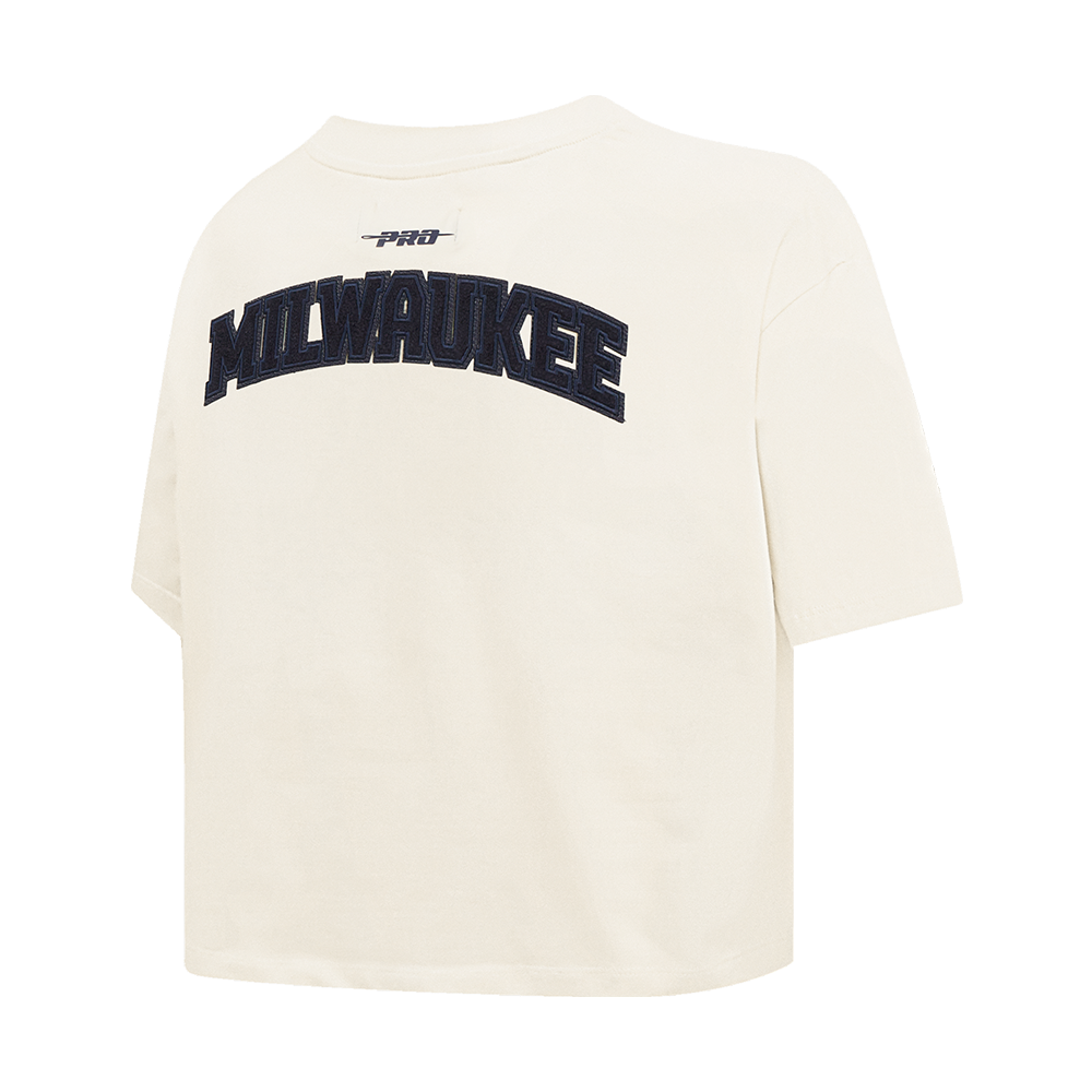 MLB MILWAUKEE BREWERS TRIPLE TONAL SINGLE JERSEY BOXY WOMEN'S TEE (EGGSHELL)