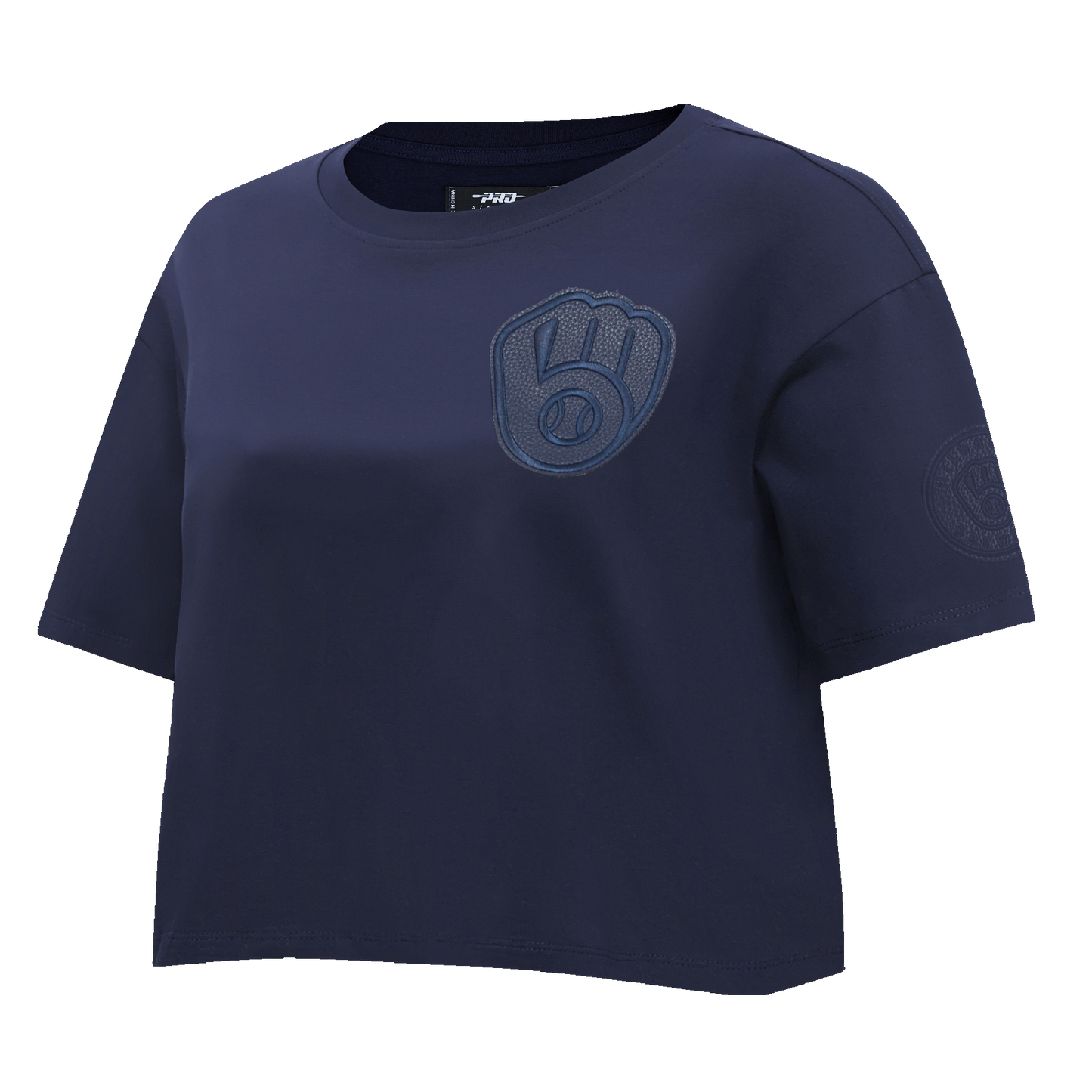 MLB MILWAUKEE BREWERS TRIPLE TONAL SINGLE JERSEY BOXY WOMEN'S TEE (MIDNIGHT NAVY)