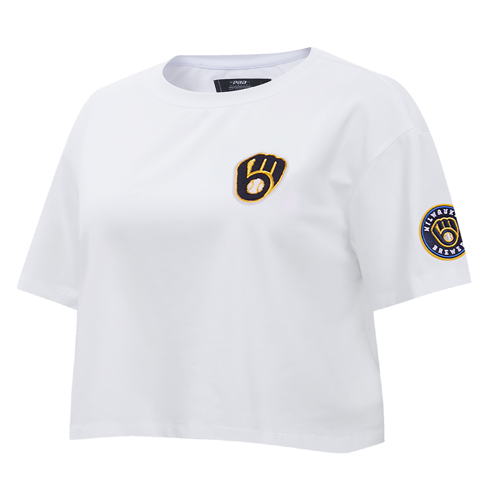 MLB MILWAUKEE BREWERS CLASSIC WOMEN'S BOXY TOP (WHITE)