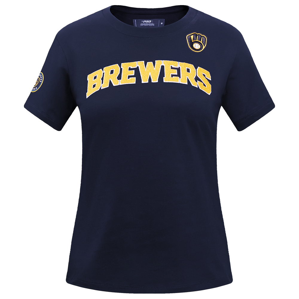 MLB MILWAUKEE BREWERS CLASSIC HAUT AJUSTÉ EN JERSEY SIMPLE À MANCHES COURTES POUR FEMME (MARINE MINUIT)