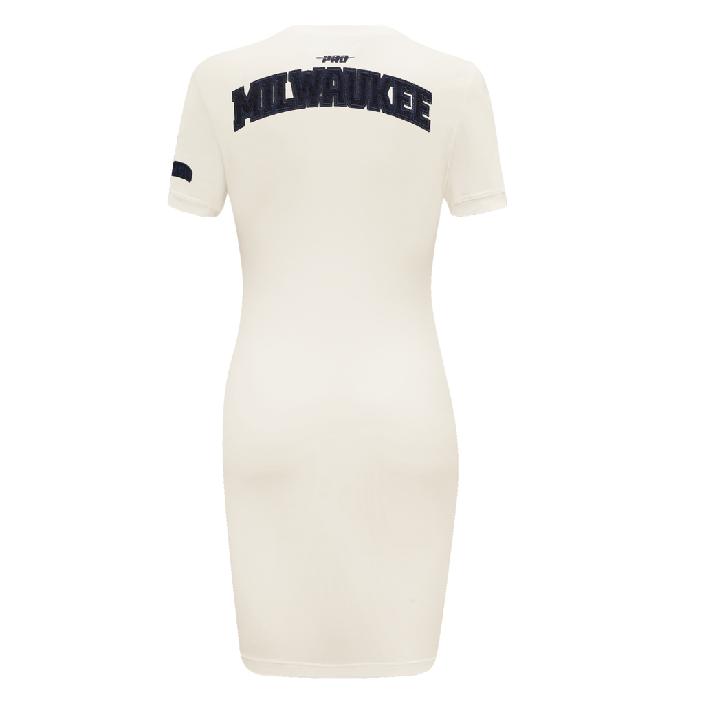MLB MILWAUKEE BREWERS TRIPLE TONAL BODYCON WOMEN'S DRESS (EGGSHELL)