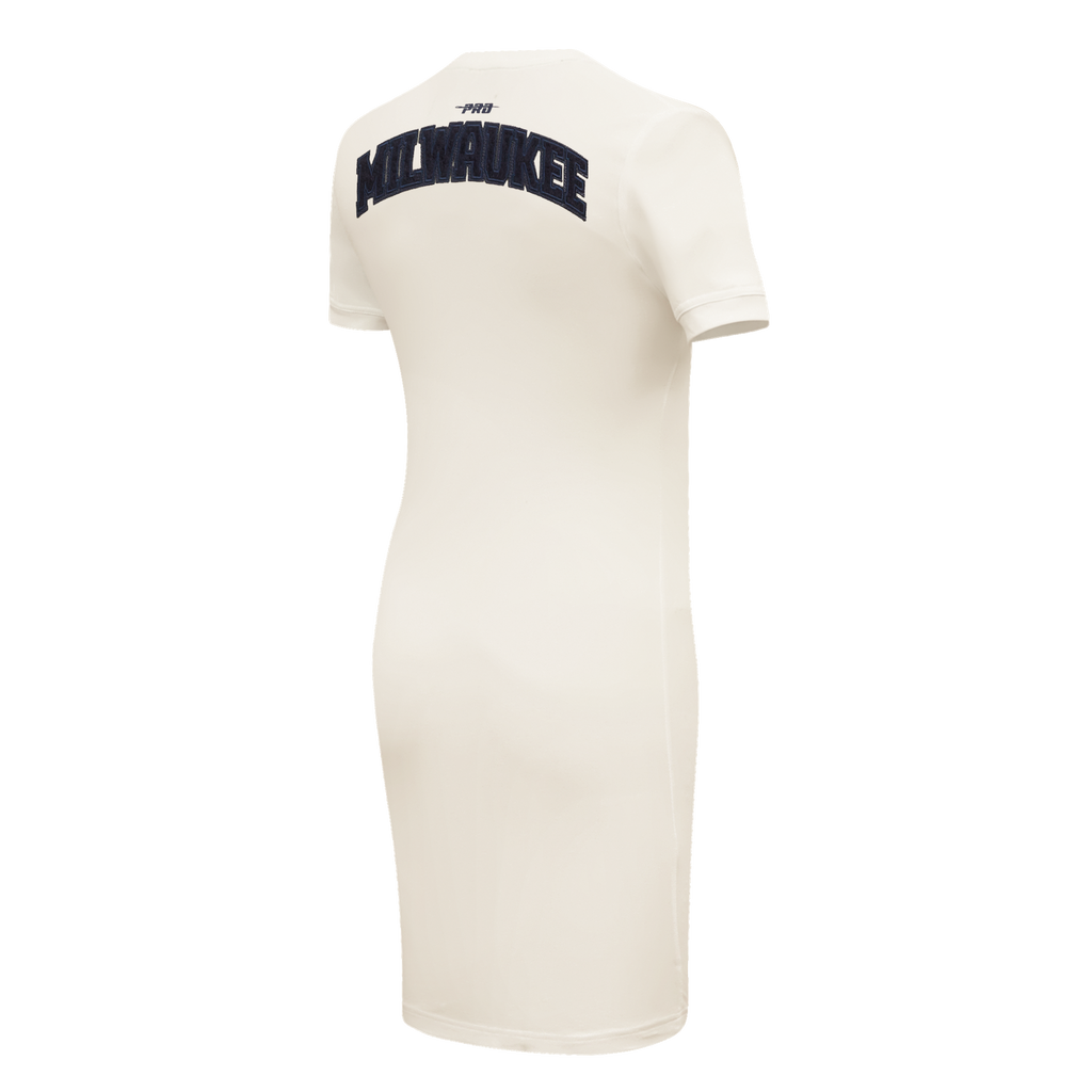 MLB MILWAUKEE BREWERS TRIPLE TONAL BODYCON WOMEN'S DRESS (EGGSHELL)