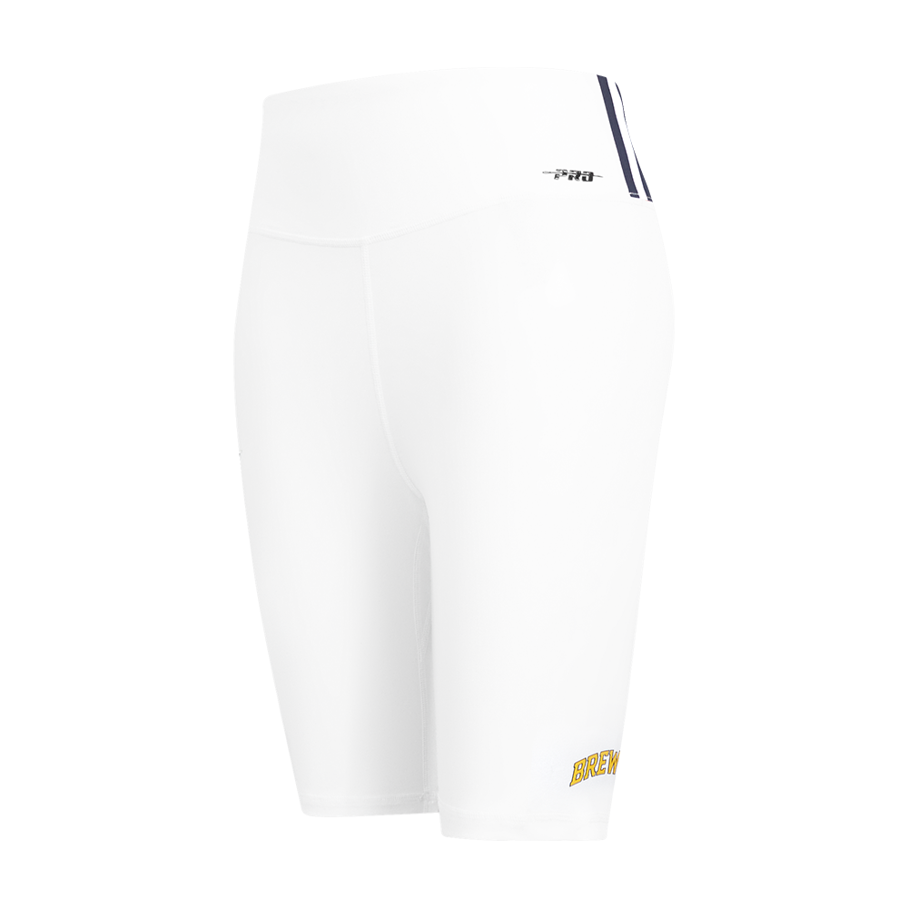 MLB MILWAUKEE BREWERS CLASSIC WOMEN'S COTTON BIKE SHORT (WHITE)