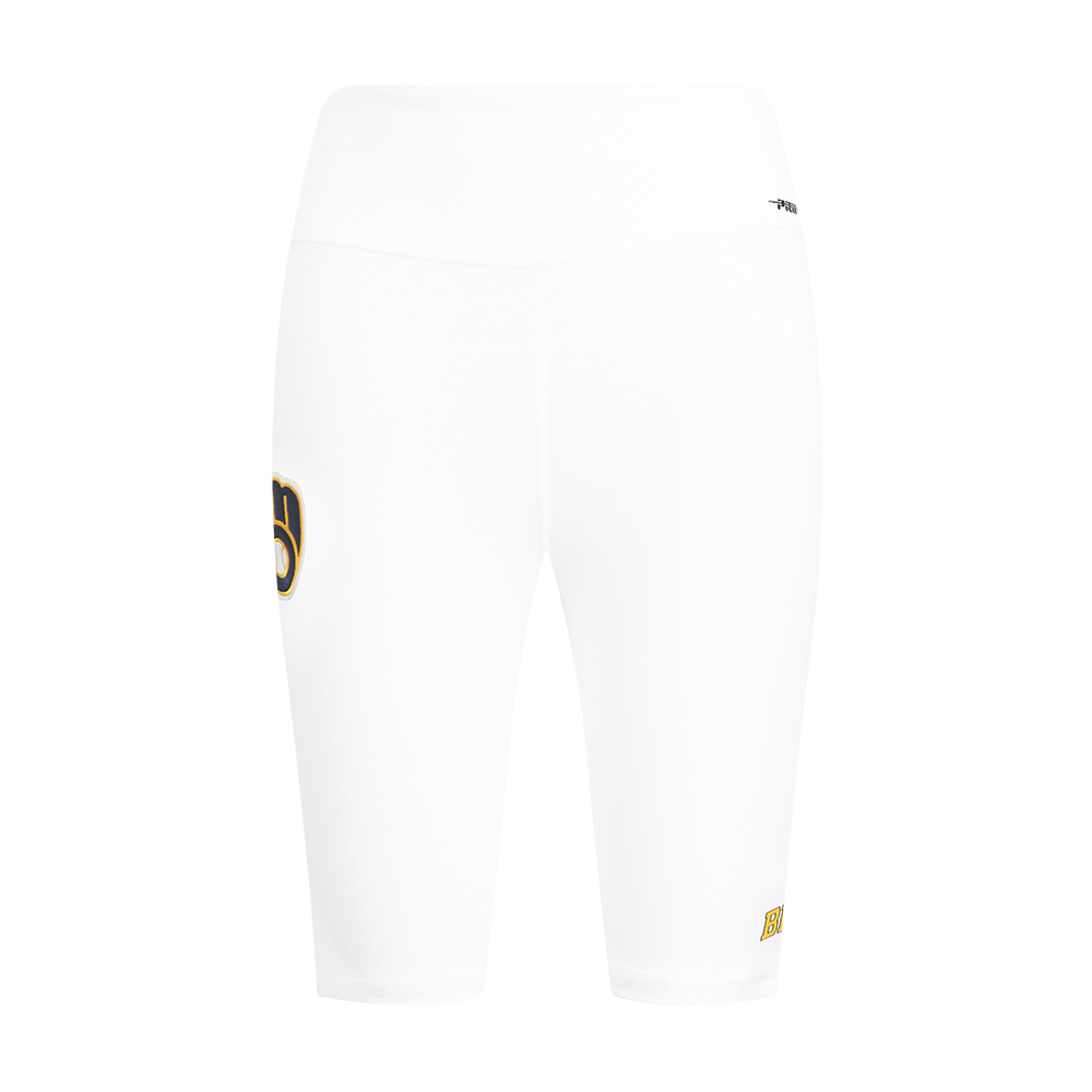 MLB MILWAUKEE BREWERS CLASSIC WOMEN'S COTTON BIKE SHORT (WHITE)