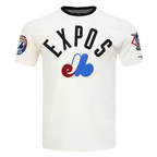 MLB MONTREAL EXPOS MODERN ORIGINALS T-SHIRT À BORDURES CONTRASTANTES POUR HOMME (COQUILLE D'ŒUF/NOIR)
