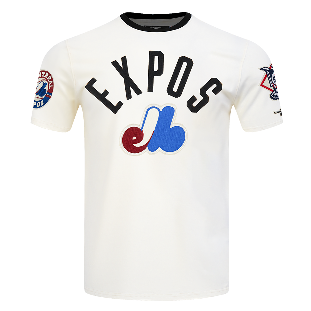 MLB MONTREAL EXPOS MODERN ORIGINALS T-SHIRT À BORDURES CONTRASTANTES POUR HOMME (COQUILLE D'ŒUF/NOIR)