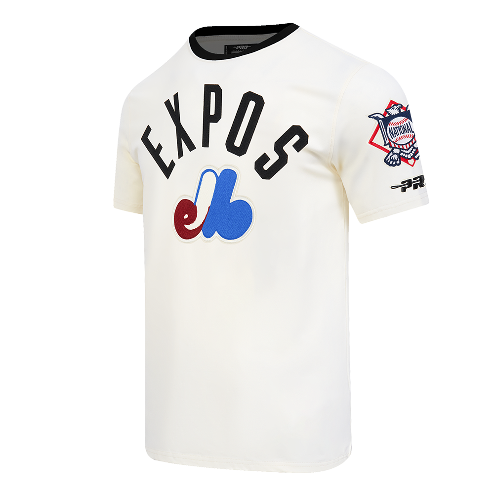 MLB MONTREAL EXPOS MODERN ORIGINALS T-SHIRT À BORDURES CONTRASTANTES POUR HOMME (COQUILLE D'ŒUF/NOIR)