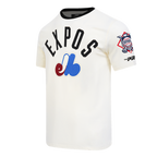MLB MONTREAL EXPOS MODERN ORIGINALS T-SHIRT À BORDURES CONTRASTANTES POUR HOMME (COQUILLE D'ŒUF/NOIR)