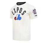MLB MONTREAL EXPOS MODERN ORIGINALS T-SHIRT À BORDURES CONTRASTANTES POUR HOMME (COQUILLE D'ŒUF/NOIR)