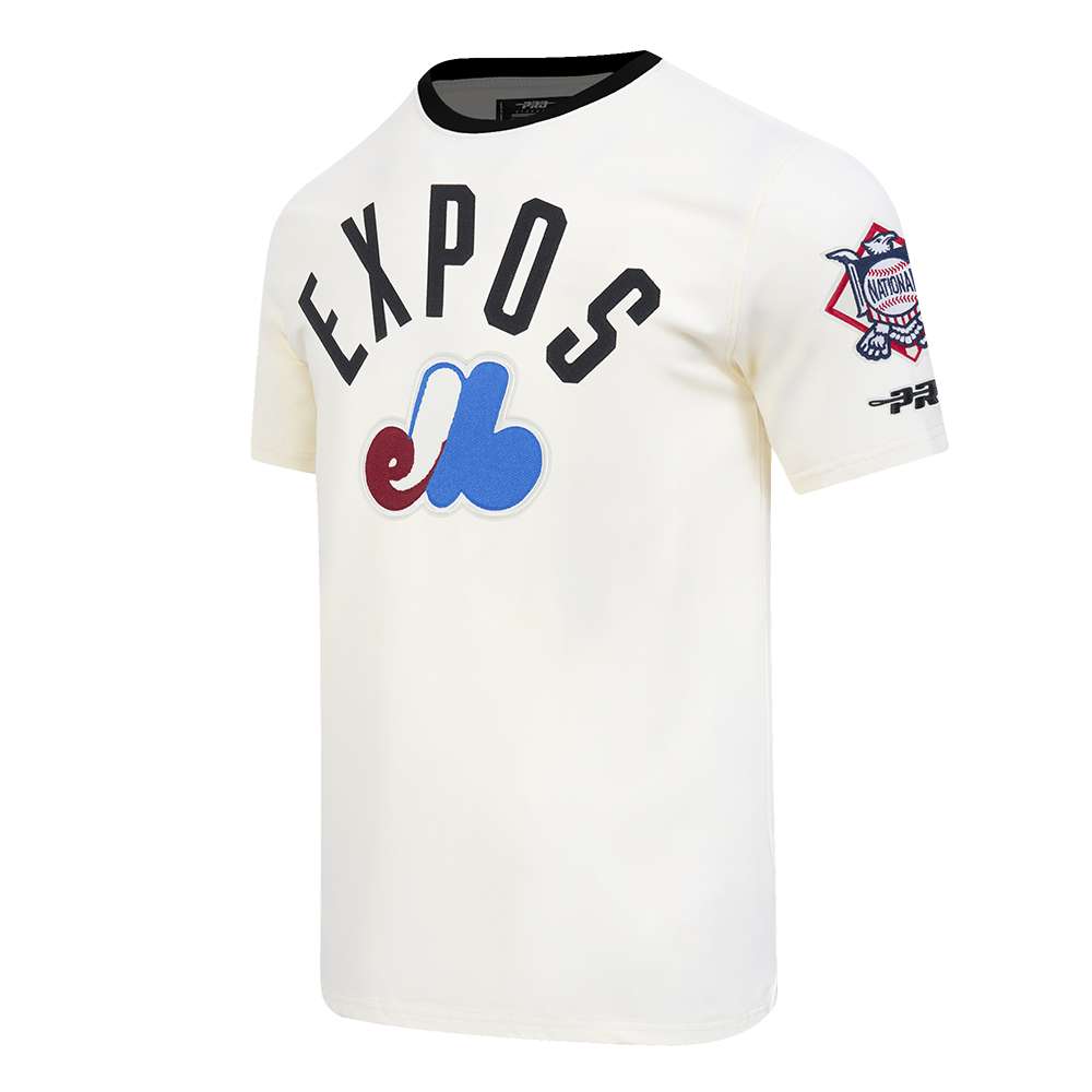 MLB MONTREAL EXPOS MODERN ORIGINALS T-SHIRT À BORDURES CONTRASTANTES POUR HOMME (COQUILLE D'ŒUF/NOIR)