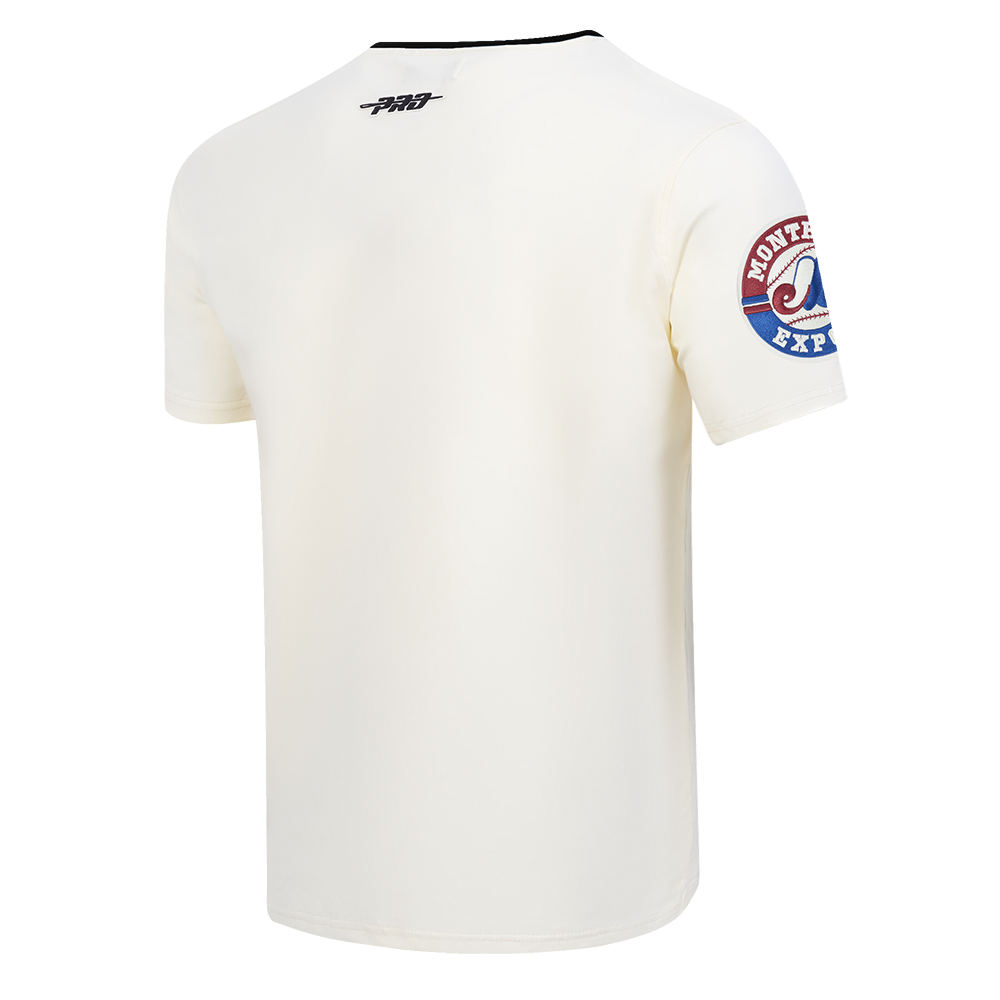 MLB MONTREAL EXPOS MODERN ORIGINALS T-SHIRT À BORDURES CONTRASTANTES POUR HOMME (COQUILLE D'ŒUF/NOIR)