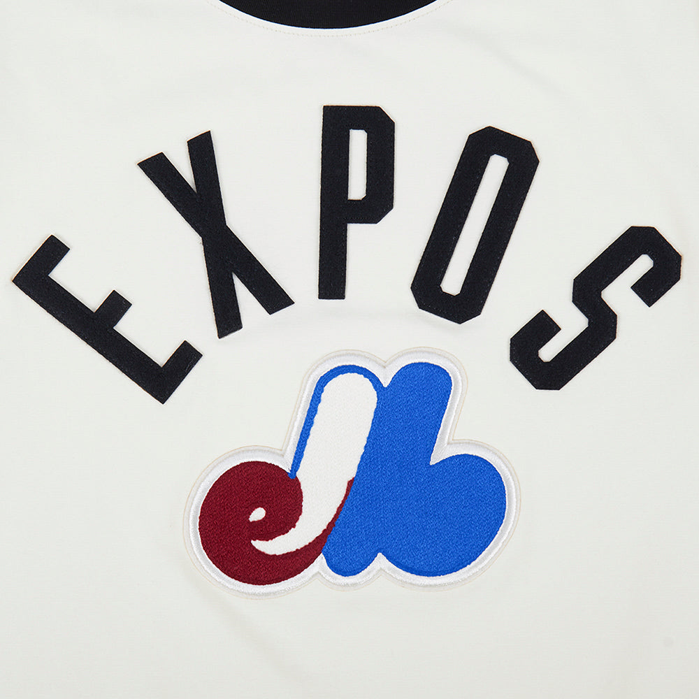 MLB MONTREAL EXPOS MODERN ORIGINALS T-SHIRT À BORDURES CONTRASTANTES POUR HOMME (COQUILLE D'ŒUF/NOIR)