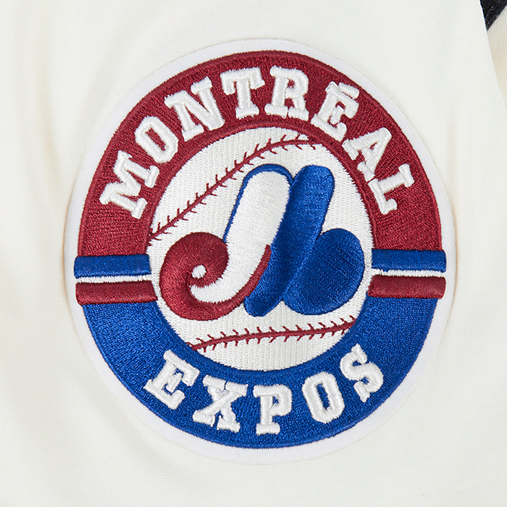 MLB MONTREAL EXPOS MODERN ORIGINALS T-SHIRT À BORDURES CONTRASTANTES POUR HOMME (COQUILLE D'ŒUF/NOIR)