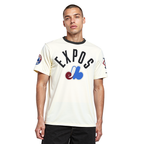 MLB MONTREAL EXPOS MODERN ORIGINALS T-SHIRT À BORDURES CONTRASTANTES POUR HOMME (COQUILLE D'ŒUF/NOIR)