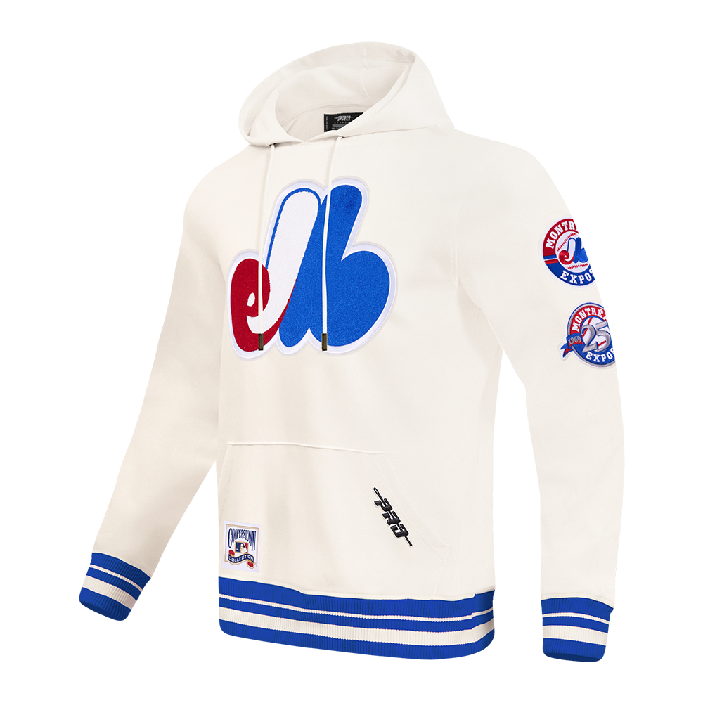 MLB MONTREAL EXPOS RETRO CLASSICS MEN'S PULLOVER HOODIE (EGGSHELL/ROYAL BLUE)