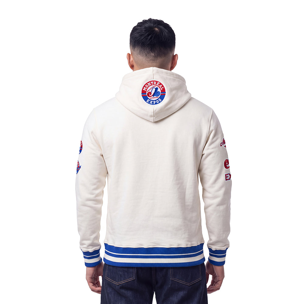 MLB MONTREAL EXPOS RETRO CLASSICS MEN'S PULLOVER HOODIE (EGGSHELL/ROYAL BLUE)