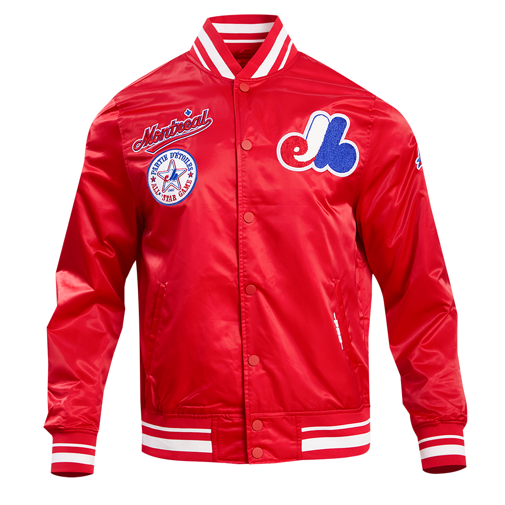MLB MONTREAL EXPOS RETRO CLASSIC MEN'S RIB SATIN JACKET (RED)
