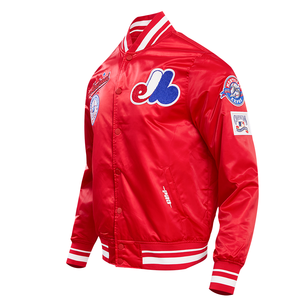 MLB MONTREAL EXPOS RETRO CLASSIC MEN'S RIB SATIN JACKET (RED)