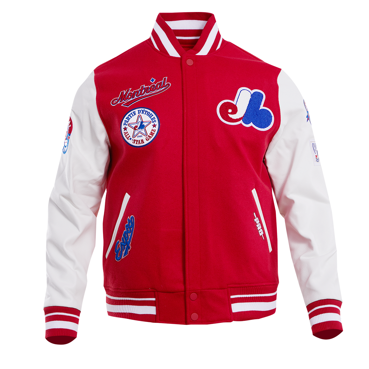 MLB MONTREAL EXPOS RETRO CLASSIC MEN'S RIB WOOL VARSITY JACKET (RED/WHITE)