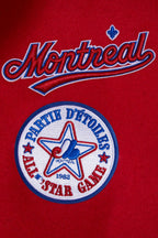 MLB MONTREAL EXPOS RETRO CLASSIC BLOUSON COLLÉGIAL EN LAINE À BORDS CÔTELÉS POUR HOMME (ROUGE/BLANC)