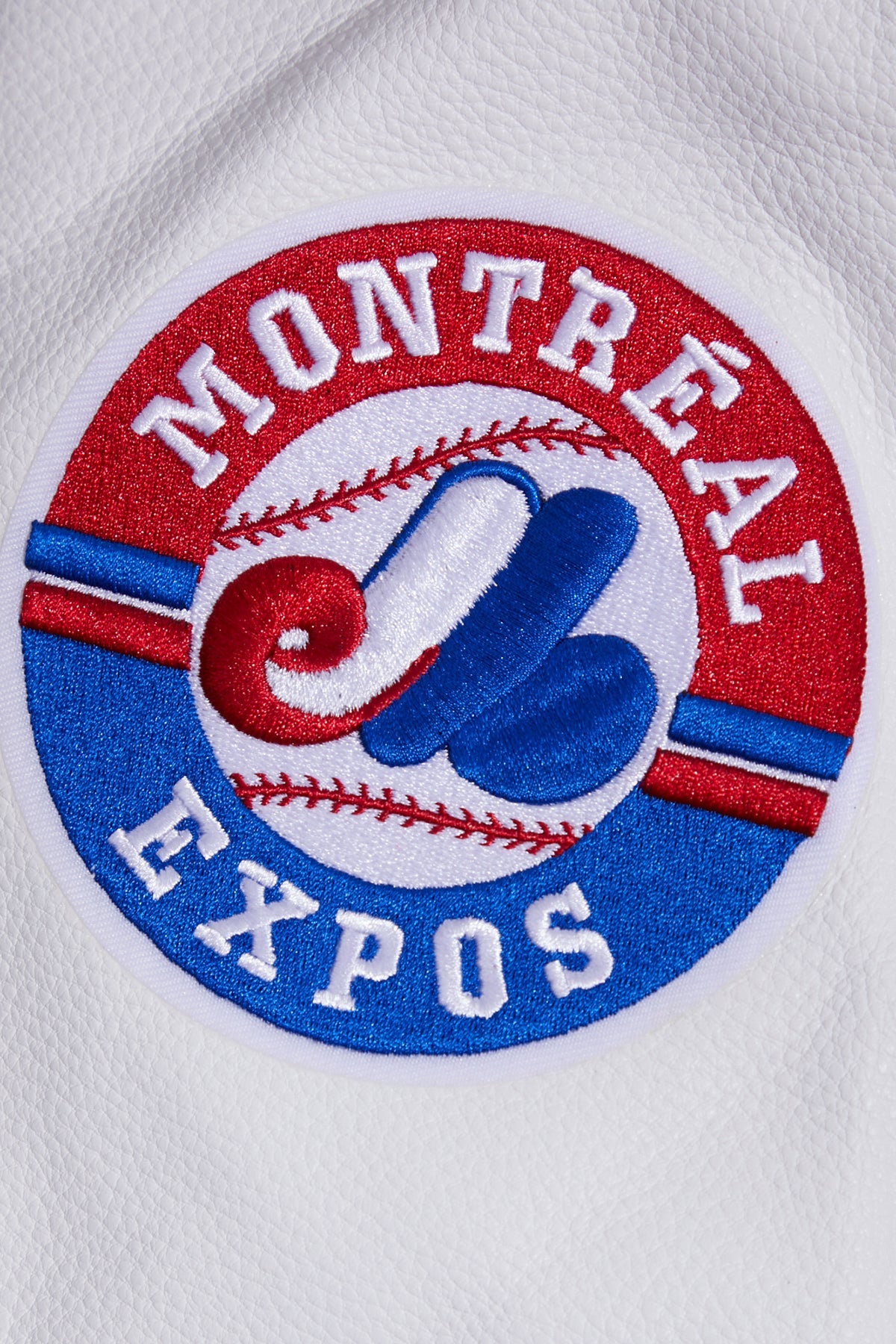 MLB MONTREAL EXPOS RETRO CLASSIC BLOUSON COLLÉGIAL EN LAINE À BORDS CÔTELÉS POUR HOMME (ROUGE/BLANC)