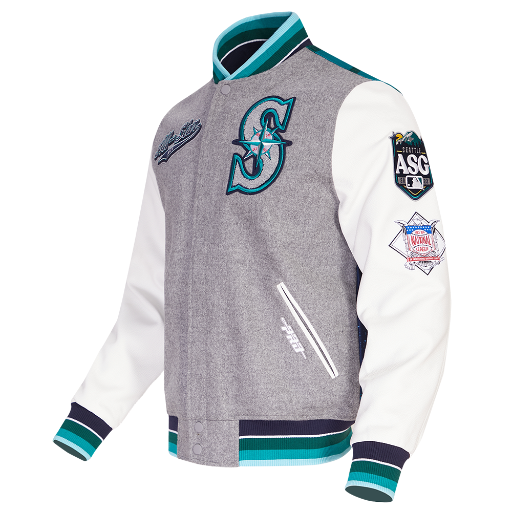 MLB ALL STAR 2023 RIB WOOL MEN'S VARSITY JACKET (HEATHER GREY/WHITE)