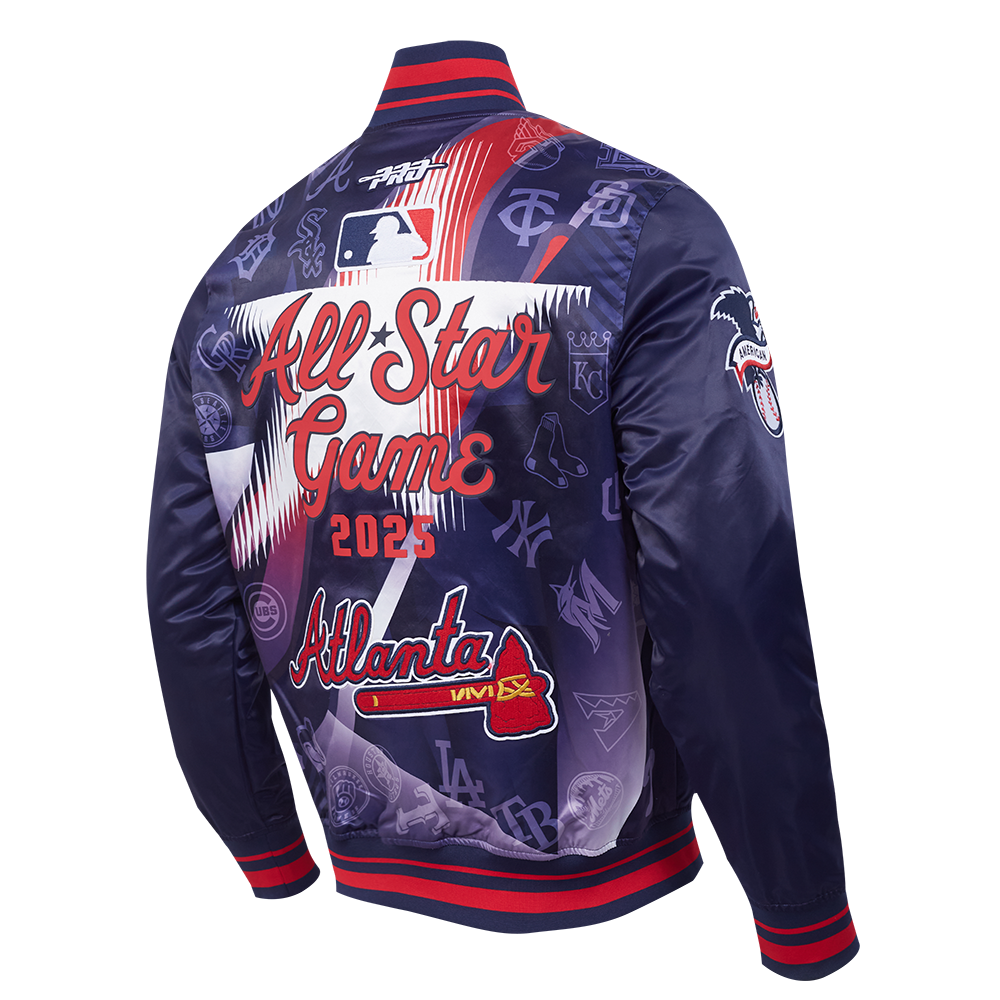 MLB MLB ALL STAR MEN'S SUBLIMATED SATIN JACKET (MIDNIGHT NAVY/RED/MIDNIGHT NAVY)