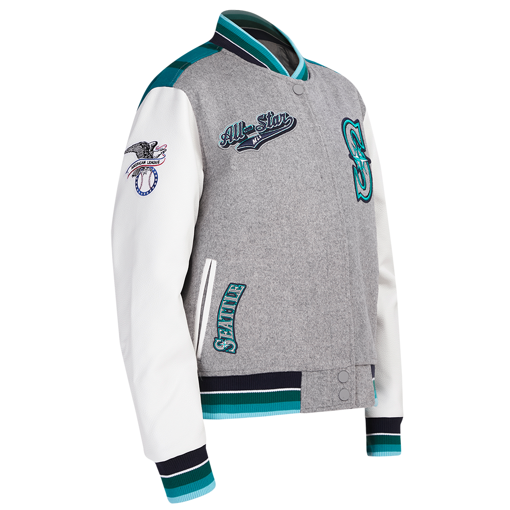 MLB ALL STAR 2023 RIB WOOL WOMEN'S VARSITY JACKET (HEATHER GREY/WHITE)