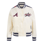 MLB MLB ALL STAR WOMEN'S SUBLIMATED SATIN JACKET (EGGSHELL/ MIDNIGHT NAVY)
