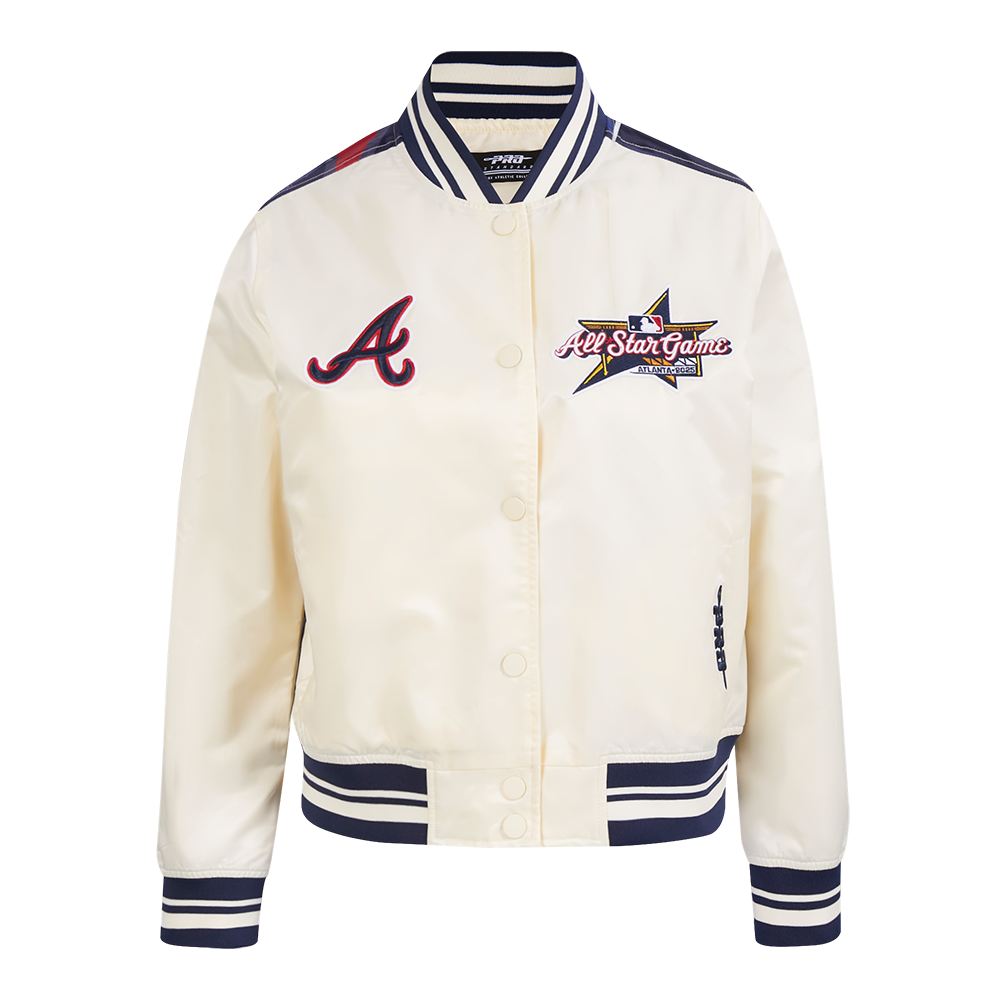 MLB MLB ALL STAR WOMEN'S SUBLIMATED SATIN JACKET (EGGSHELL/ MIDNIGHT NAVY)