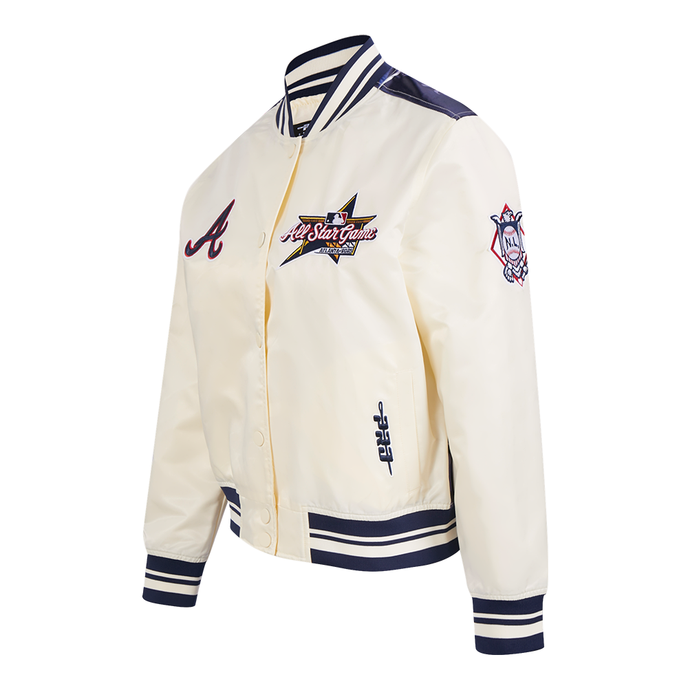 MLB MLB ALL STAR WOMEN'S SUBLIMATED SATIN JACKET (EGGSHELL/ MIDNIGHT NAVY)