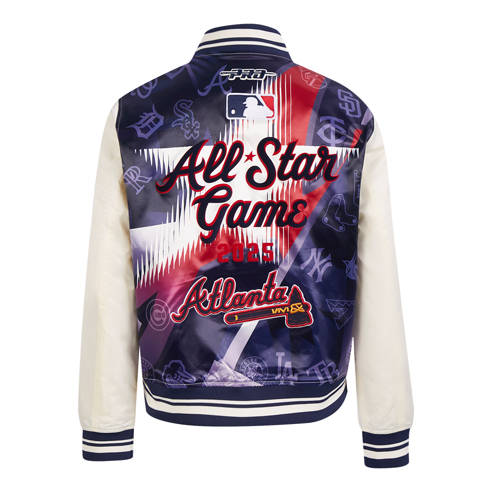 MLB MLB ALL STAR WOMEN'S SUBLIMATED SATIN JACKET (EGGSHELL/ MIDNIGHT NAVY)