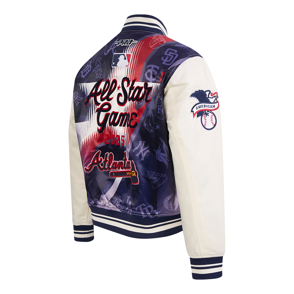 MLB MLB ALL STAR WOMEN'S SUBLIMATED SATIN JACKET (EGGSHELL/ MIDNIGHT NAVY)