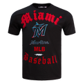 MLB MIAMI MARLINS OLD ENGLISH HAUT EN JERSEY SIMPLE POUR HOMME (NOIR)