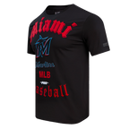 MLB MIAMI MARLINS OLD ENGLISH HAUT EN JERSEY SIMPLE POUR HOMME (NOIR)
