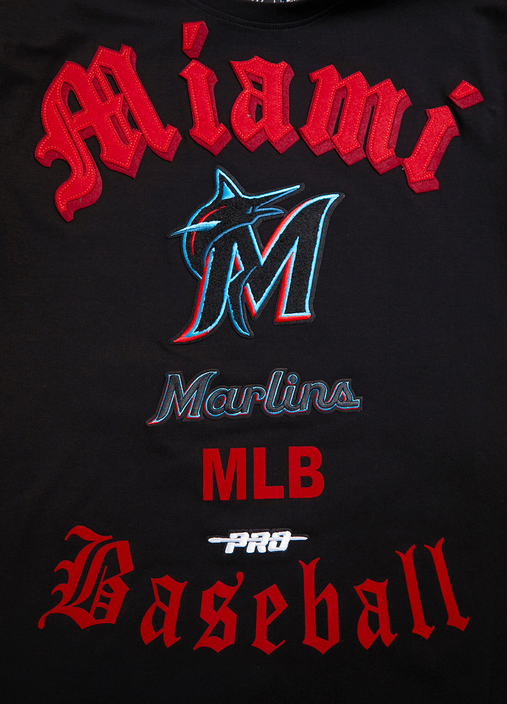 MLB MIAMI MARLINS OLD ENGLISH HAUT EN JERSEY SIMPLE POUR HOMME (NOIR)