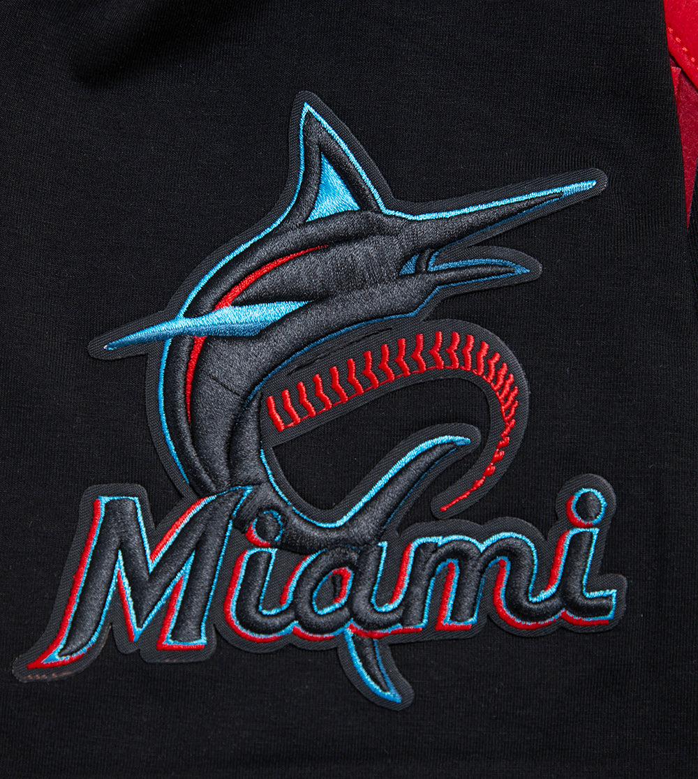 MLB MIAMI MARLINS OLD ENGLISH HAUT EN JERSEY SIMPLE POUR HOMME (NOIR)