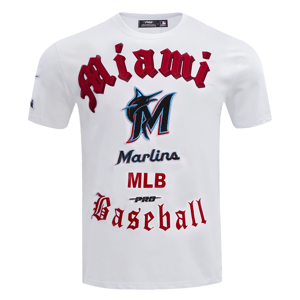 MLB MIAMI MARLINS OLD ENGLISH MEN'S SJ TOP (WHITE)