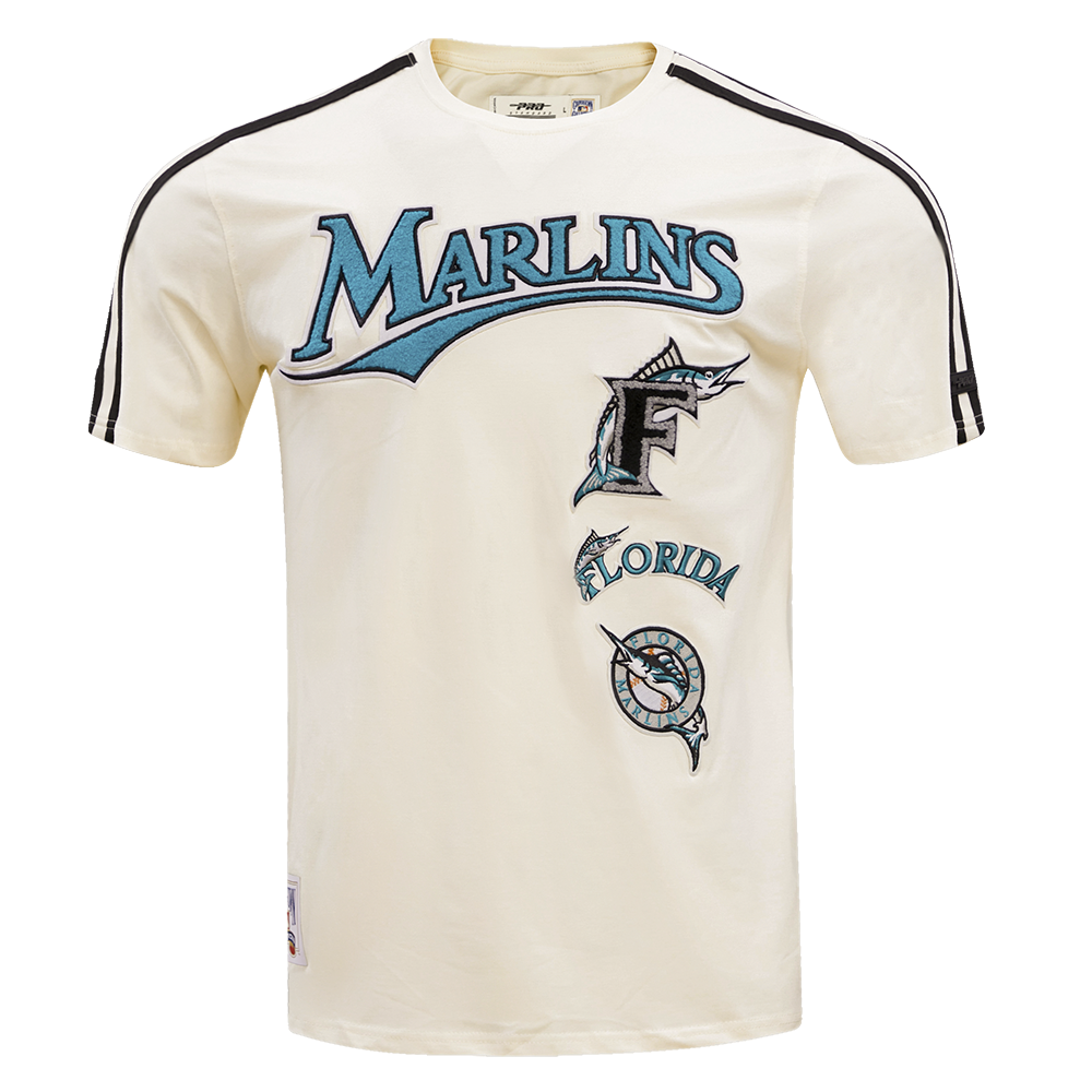 MLB FLORIDA MARLINS RETRO CLASSIC HAUT À RAYURES POUR HOMME (COQUILLE D'ŒUF/NOIR)