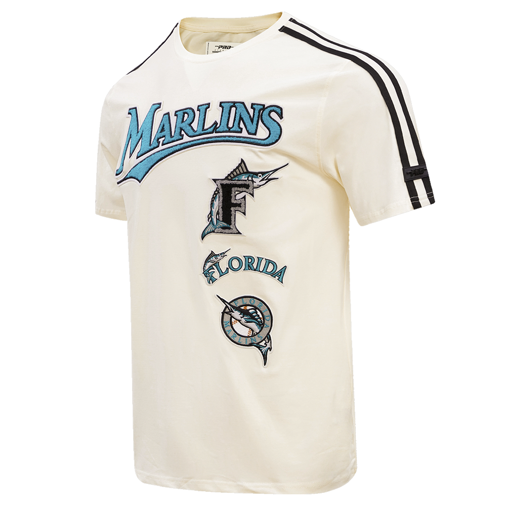 MLB FLORIDA MARLINS RETRO CLASSIC HAUT À RAYURES POUR HOMME (COQUILLE D'ŒUF/NOIR)