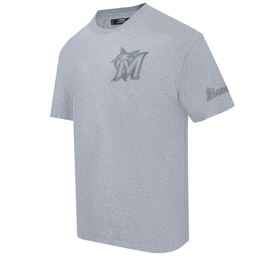 MLB MIAMI MARLINS NEUTRAL HAUT EN JERSEY DE COTON À ÉPAULES TOMBANTES POUR HOMME (GRIS CHINÉ FONCÉ)