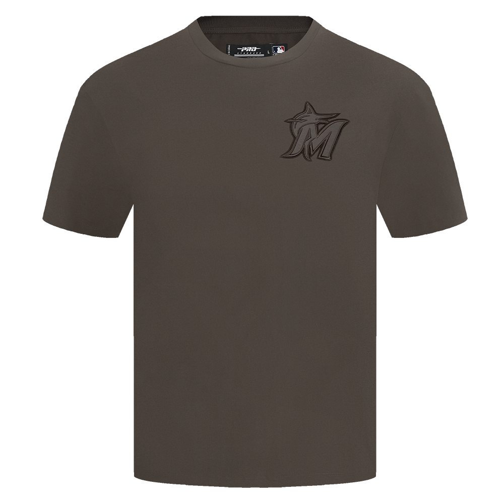 MLB MIAMI MARLINS NEUTRAL HAUT EN JERSEY DE COTON À ÉPAULES TOMBANTES POUR HOMME (TAUPE FONCÉ)