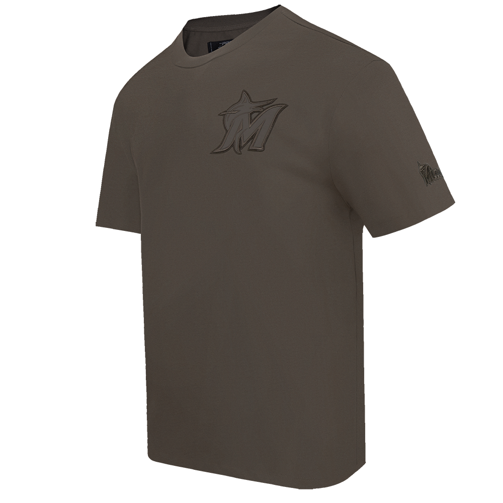 MLB MIAMI MARLINS NEUTRAL HAUT EN JERSEY DE COTON À ÉPAULES TOMBANTES POUR HOMME (TAUPE FONCÉ)