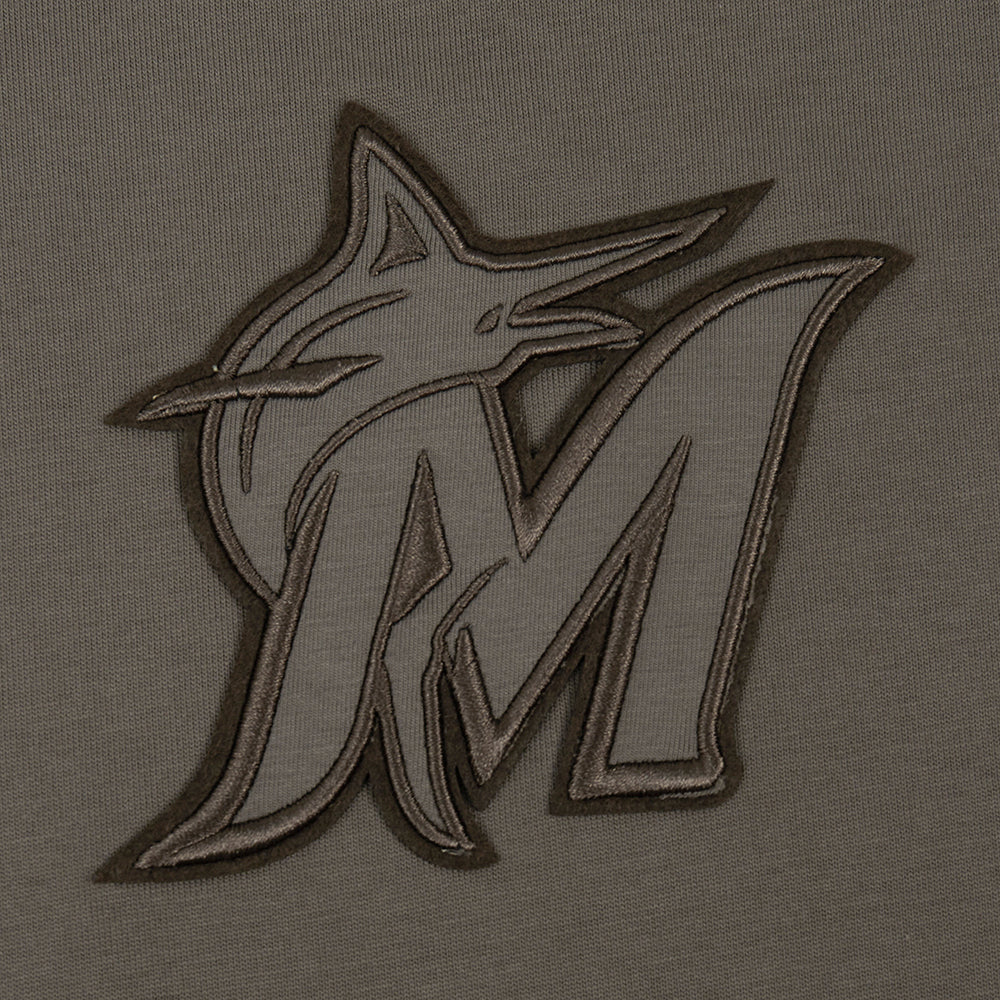 MLB MIAMI MARLINS NEUTRAL HAUT EN JERSEY DE COTON À ÉPAULES TOMBANTES POUR HOMME (TAUPE FONCÉ)