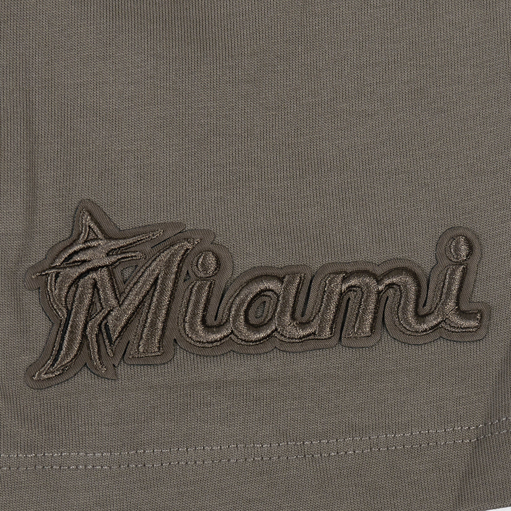 MLB MIAMI MARLINS NEUTRAL HAUT EN JERSEY DE COTON À ÉPAULES TOMBANTES POUR HOMME (TAUPE FONCÉ)