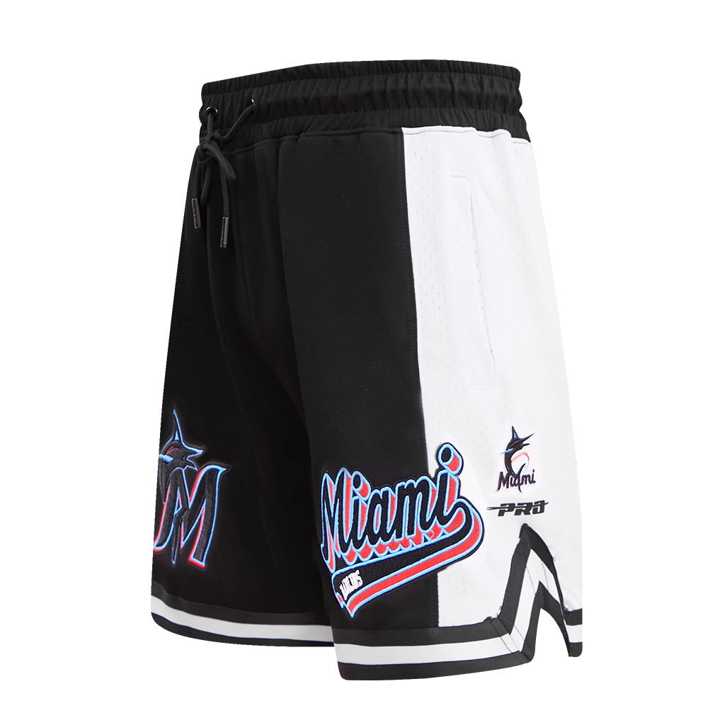 MLB MIAMI MARLINS SCRIPT TAIL SHORT EN MAILLE DOUBLE 2.0 POUR HOMME (NOIR)