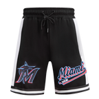 MLB MIAMI MARLINS SCRIPT TAIL SHORT EN MAILLE DOUBLE 2.0 POUR HOMME (NOIR)