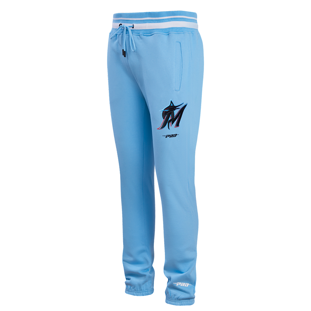 MLB MIAMI MARLINS SCRIPT TAIL PANTALON OUATÉ EN MOLLETON CÔTELÉ POUR HOMME (BLEU UNIVERSITÉ)